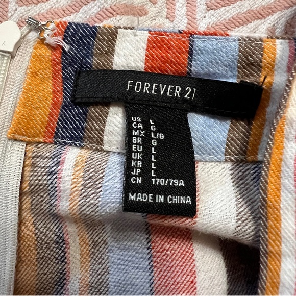 Forever 21 Striped Linen Cotton Jumpsuit L - Picture 9 of 10